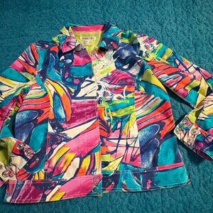 Winter Silk Multicolored Silk Lining Women's Jacket Size L